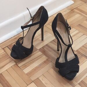 Zara suede platform 5" heel T strap sandals size 38